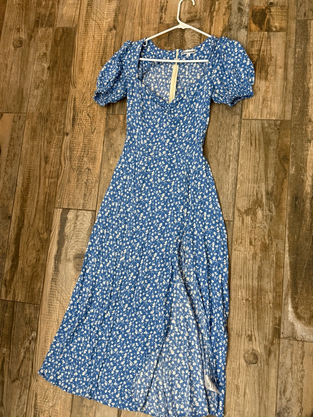 Reformation Blue Floral Puff-Sleeve Maxi Dress
